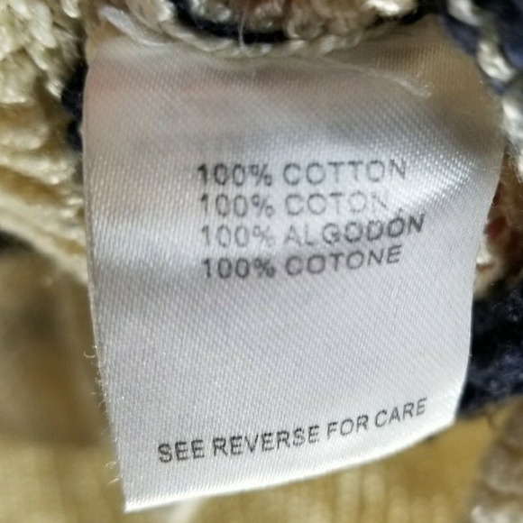 HIPPIE LOVE College Ruled Distressed Cotton Sweater Women Sz M Navy Ivory Stripe - Picture 10 of 11